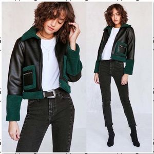 UO Silence+Noise Vegan Sherpa Leather Jacket
